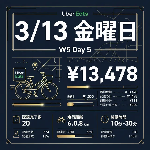 3/13 金曜日 Uber配達日報