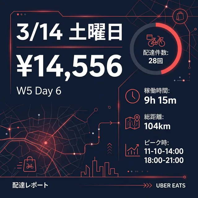 3/14 土曜日 Uber配達日報