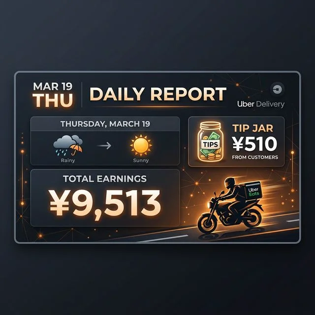 3/19 木曜日 Uber配達日報