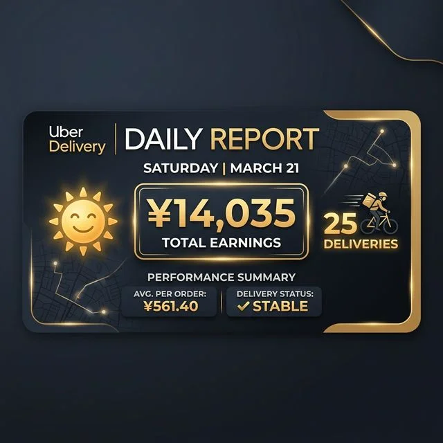 3/21 土曜日 Uber配達日報