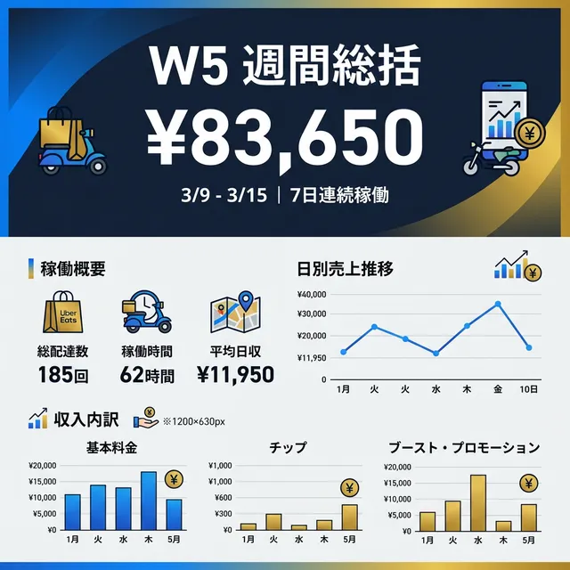 W5 週間総括 Uber配達レポート